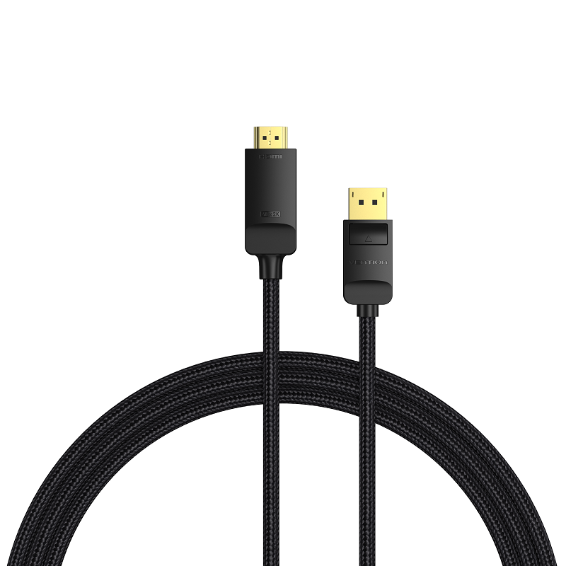 Vention Cotton Braided 4K DP (DisplayPort) to HDMI Cable 1M Black Vention Cotton Braided 4K DP (DisplayPort) to HDMI Cable 1M Black