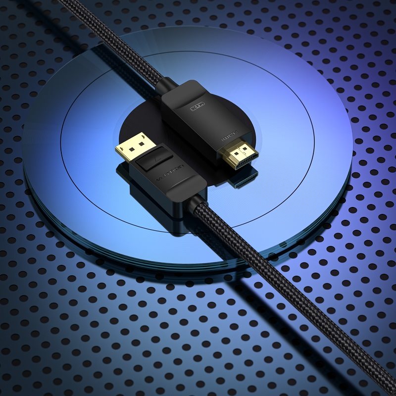 Vention Cotton Braided 4K DP (DisplayPort) to HDMI Cable 3M Black Vention Cotton Braided 4K DP (DisplayPort) to HDMI Cable 3M Black
