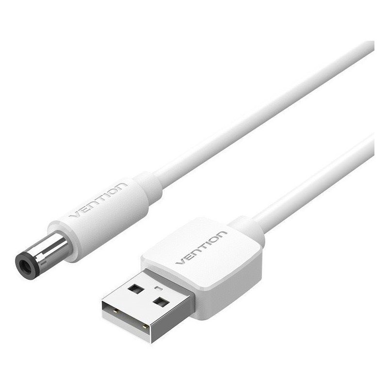 Vention USB to DC 5.5mm Power Cord 1.5M White Tuning Fork Type
