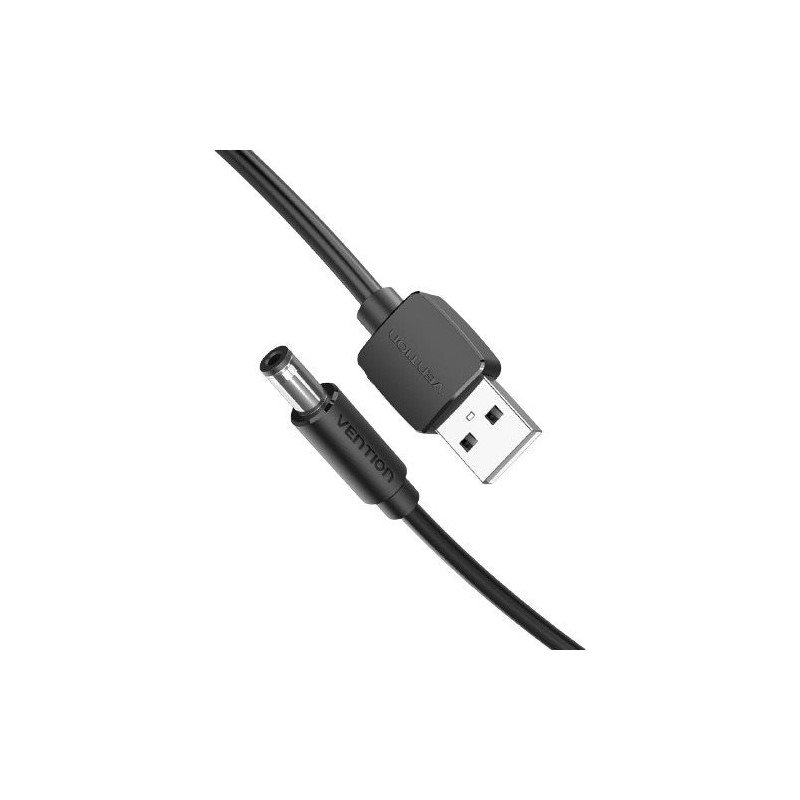 Vention USB to DC 5.5mm Power Cord 0.5M Black Tuning Fork Type