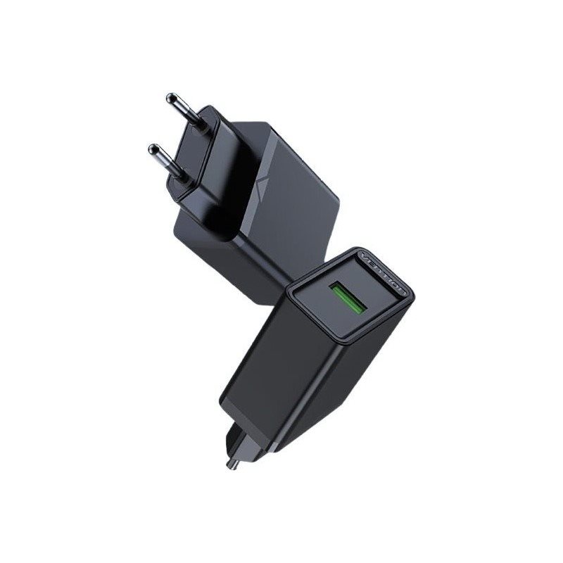 Vention 1-port USB Wall Quick Charger (18W) Black 