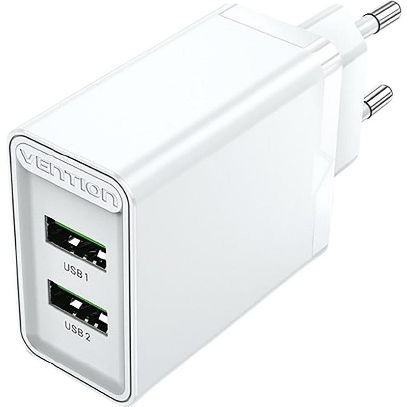 Vention 2-Port USB (A+A) Wall Charger (18W + 18W) Black