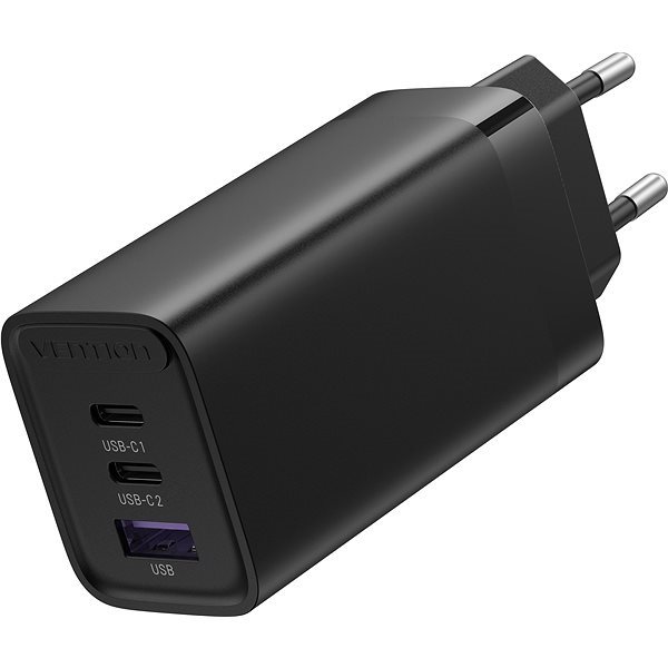 Nabíječka do sítě Vention 3-port GaN Charger (65W USB-C / 30W USB-C / 30W USB) Black