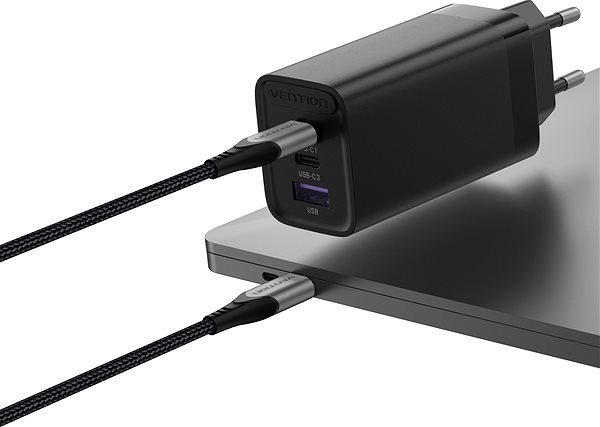 Nabíječka do sítě Vention 3-port GaN Charger (65W USB-C / 30W USB-C / 30W USB) Black