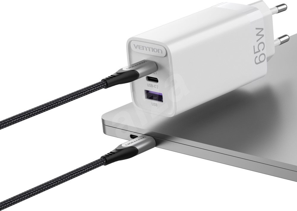 Nabíječka do sítě Vention 3-port GaN Charger (65W USB-C / 30W USB-C / 30W USB) White