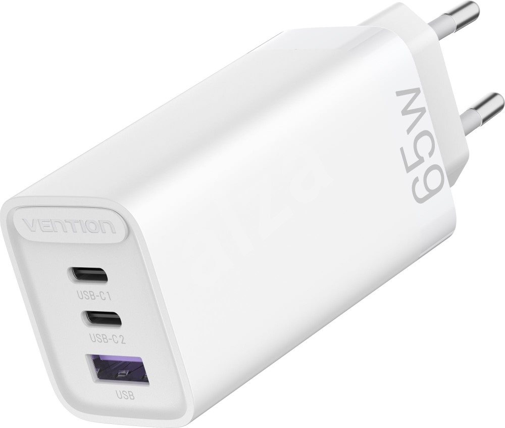 Nabíječka do sítě Vention 3-port GaN Charger (65W USB-C / 30W USB-C / 30W USB) White