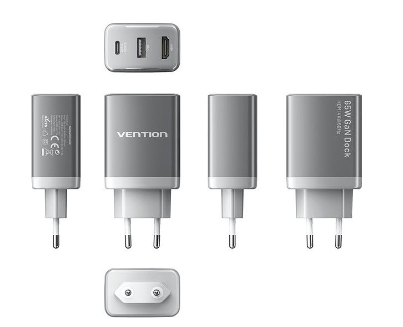 Vention USB-C + USB-A + HDMI GaN Laptop + Nintendo Switch Dock (60W / 5W / 4K@60Hz) Gray Vention USB-C + USB-A + HDMI GaN Laptop + Nintendo Switch Dock (60W / 5W / 4K@60Hz) Gray