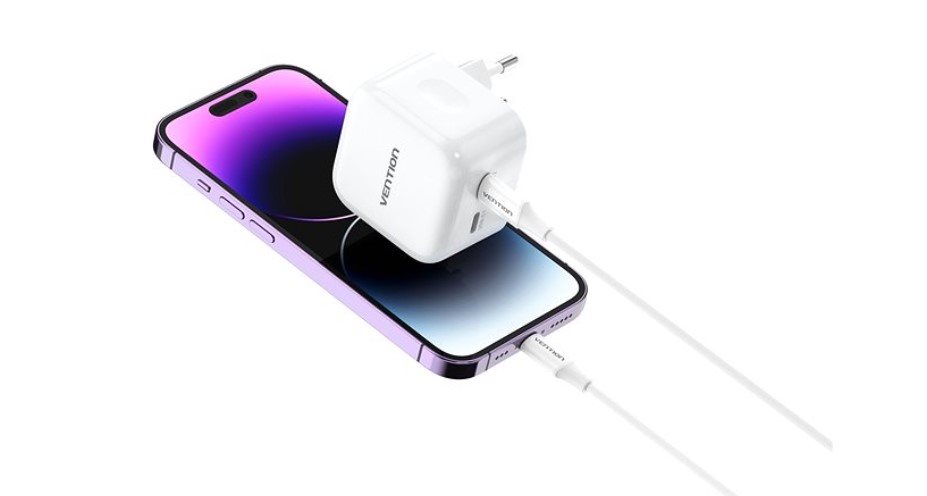 Vention Stylish 2-Port USB (C+C) GaN Ladegerät (35W/35W) Weiß Vention Stylish 2-Port USB (C+C) GaN Ladegerät (35W/35W) Weiß