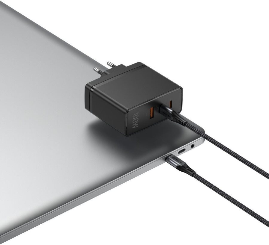 Nabíjačka do siete Vention Ultra 3-Port USB (C+C+A) GaN Charger (100 W/100 W/30 W) Black
