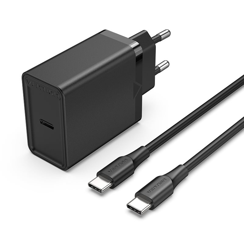 Univerzálna nabíjačka na mobil Vention 1-port 25W USB-C Wall Charger with USB-C Cable Black