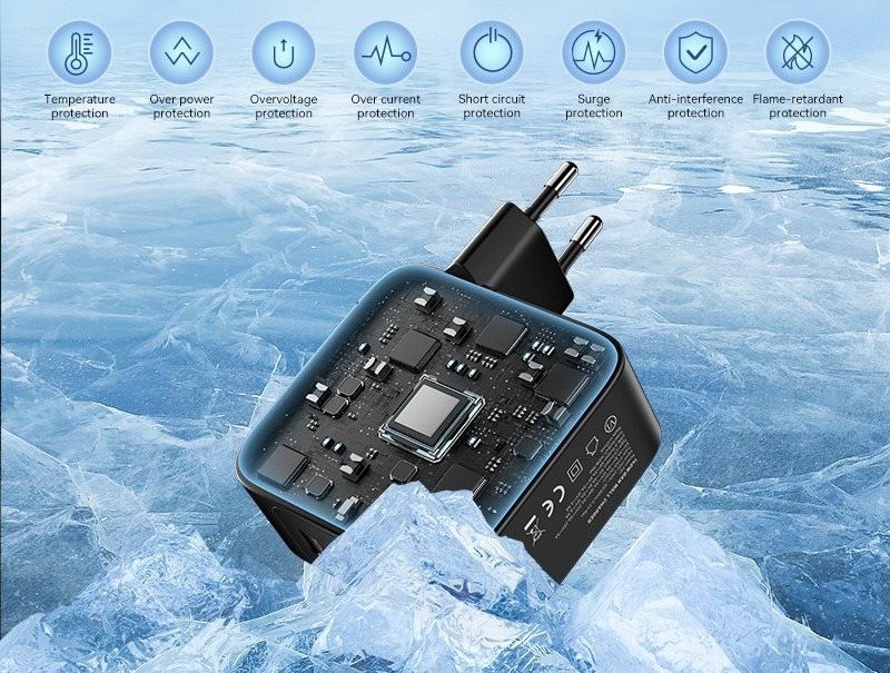 Univerzálna nabíjačka na mobil Vention 4-Port USB (C+C+C+A) GaN Charging Kit (140W/140W/30W/18W) EU-Plug Black
