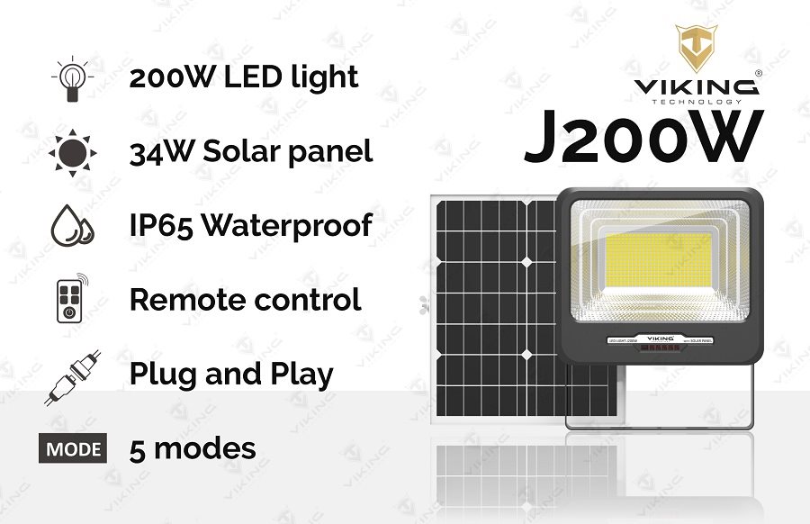 Solárna lampa LED svetlo VIKING J200W