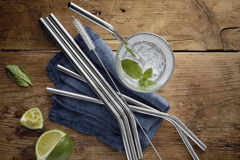 Stainless steel straws + cleaning brush Baric 608966040, 24cm 6pcs