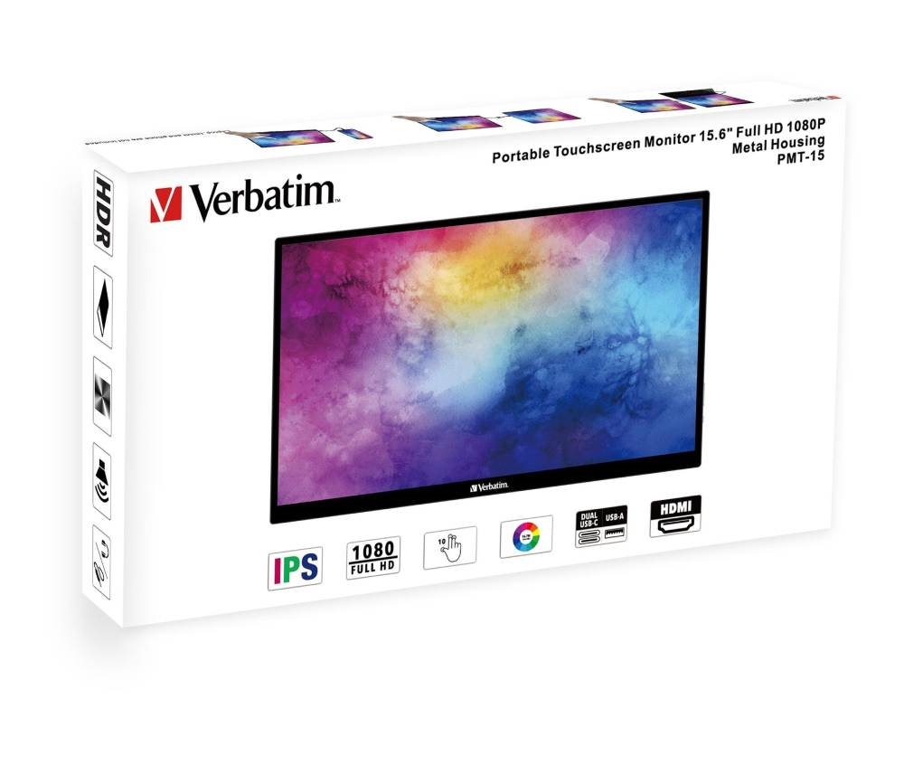 Přenosný dotykový monitor Verbatim PMT-15 s Full HD rozlišením
