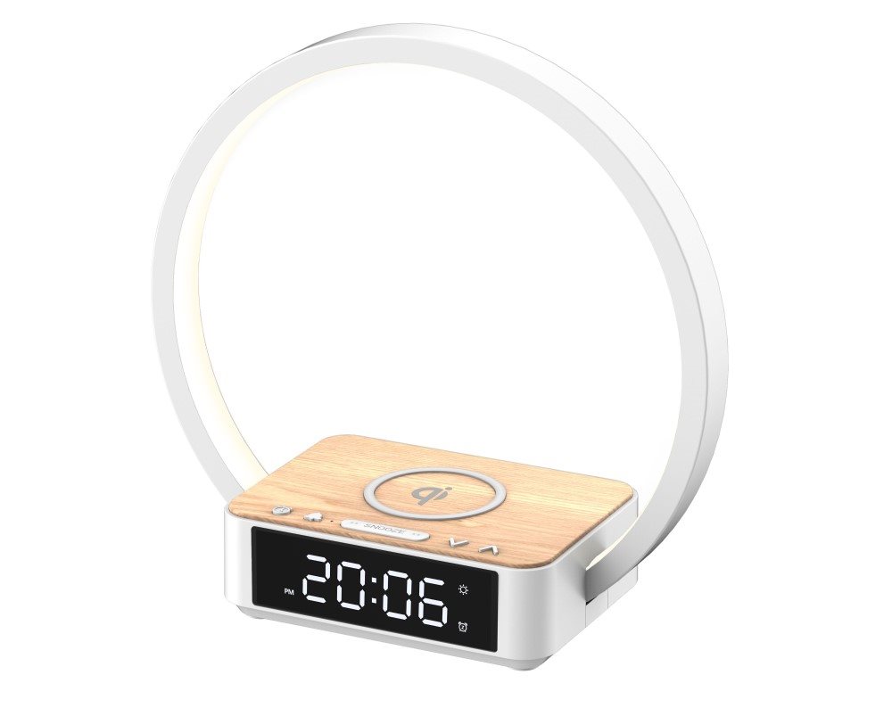 Noční světlo WILIT B17Q LED Noční světlo s hodinami, bezdrátové nabíjení 10W