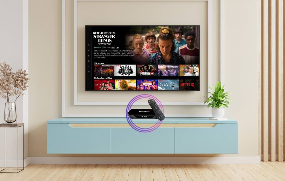 Multimediálne centrum XtendLan Android TV 10 box HK1T s podporou 8K Ultra HD