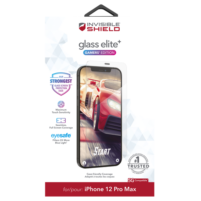 InvisibleShield Glass Elite+ Gamers Edition for Apple iPhone 12 Pro Max - Display - Case Friendly InvisibleShield Glass Elite+ Gamers Edition for Apple iPhone 12 Pro Max - Display - Case Friendly
