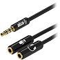 AlzaPower 3.5mm Jack 4P-TRRS (M) to 2x 3.5mm Jack (F) 0.15m adapter černý - Redukce