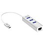AlzaPower AluCore USB-C (M) na 3× USB-A (F) s LAN stříbrná - USB Hub