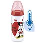NUK FC+ kojenecká láhev MICKEY s kontrolou teploty 300 ml červená - Kojenecká láhev