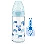NUK FC+ láhev sklo s kontrolou teploty 240 ml, modrá - Kojenecká láhev