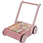 Little Dutch Vozíček s kostkami dřevěný Pink Flowers - Dřevěné kostky