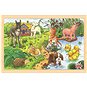 GOKI Dřevěné puzzle Mláďata na statku 24 dílků - Dřevěné puzzle
