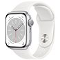 Apple Watch Series 8 41mm Stříbrný hliník s bílým sportovním řemínkem - Chytré hodinky
