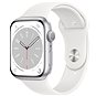 Apple Watch Series 8 45mm Stříbrný hliník s bílým sportovním řemínkem - Chytré hodinky