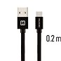 Datový kabel Swissten textilní datový kabel USB-C 0.2m černý - Datový kabel