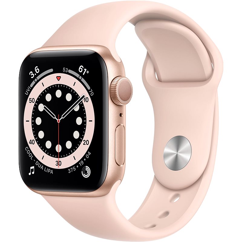 Apple Watch Series 6 40mm Zlatý hliník s pískově růžovým sportovním řemínkem - Chytré hodinky