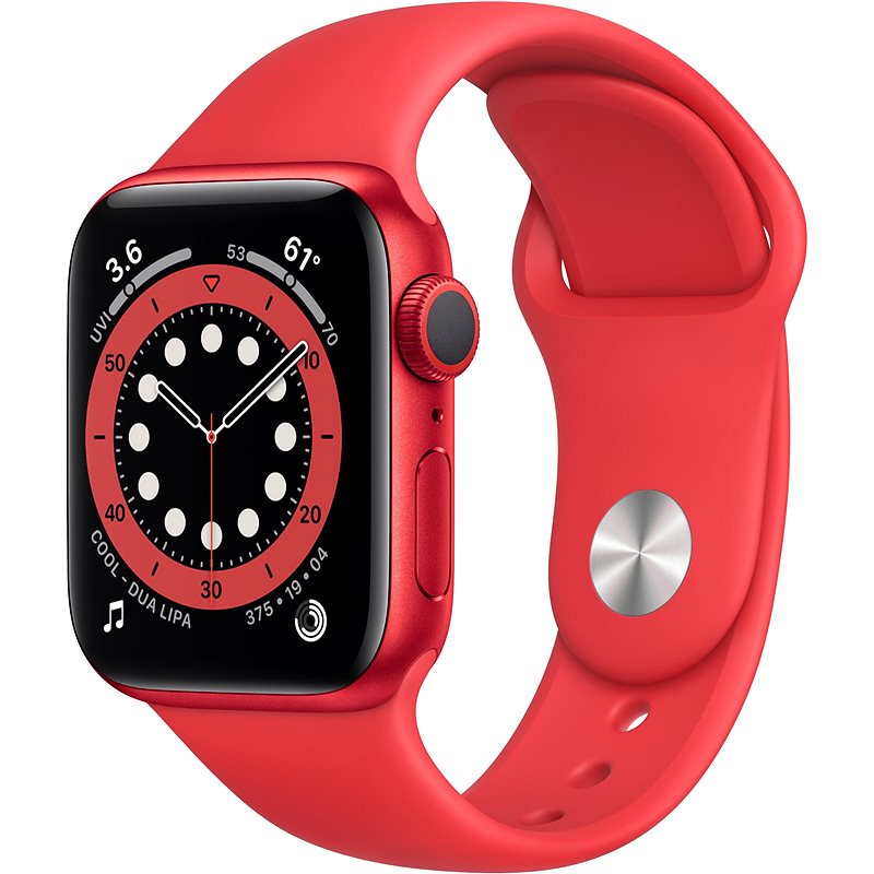 Apple Watch Series 6 40mm Červený hliník s červeným sportovním řemínkem - Chytré hodinky