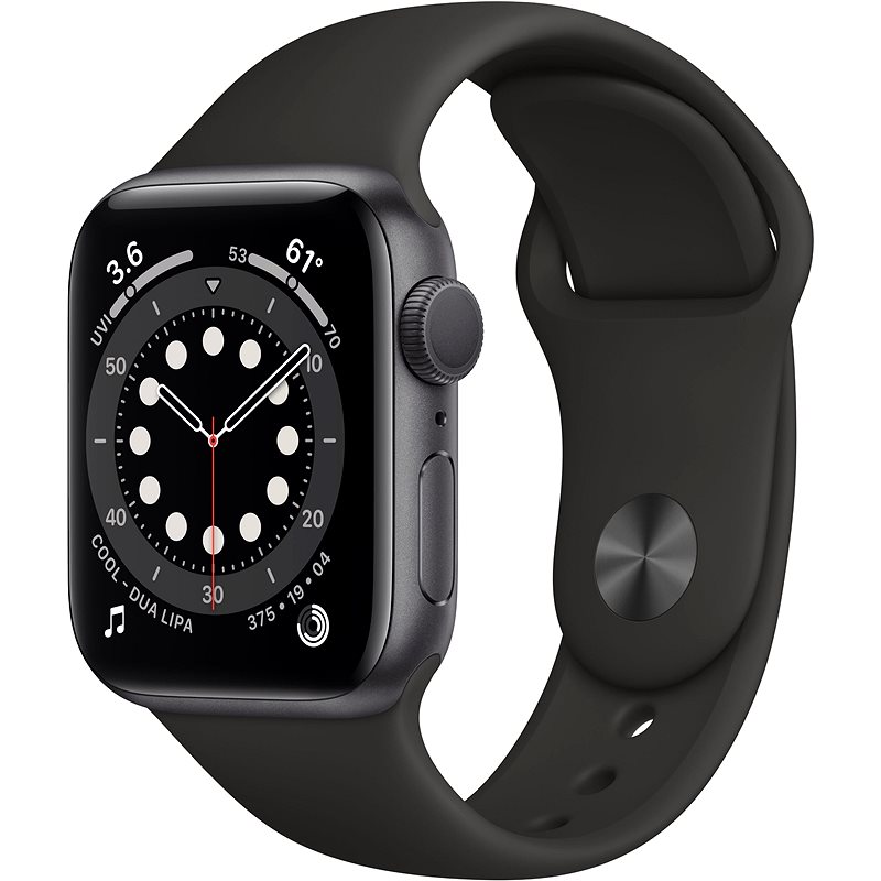 Apple Watch Series 6 44mm Vesmírně šedý hliník s černým sportovním řemínkem - Chytré hodinky