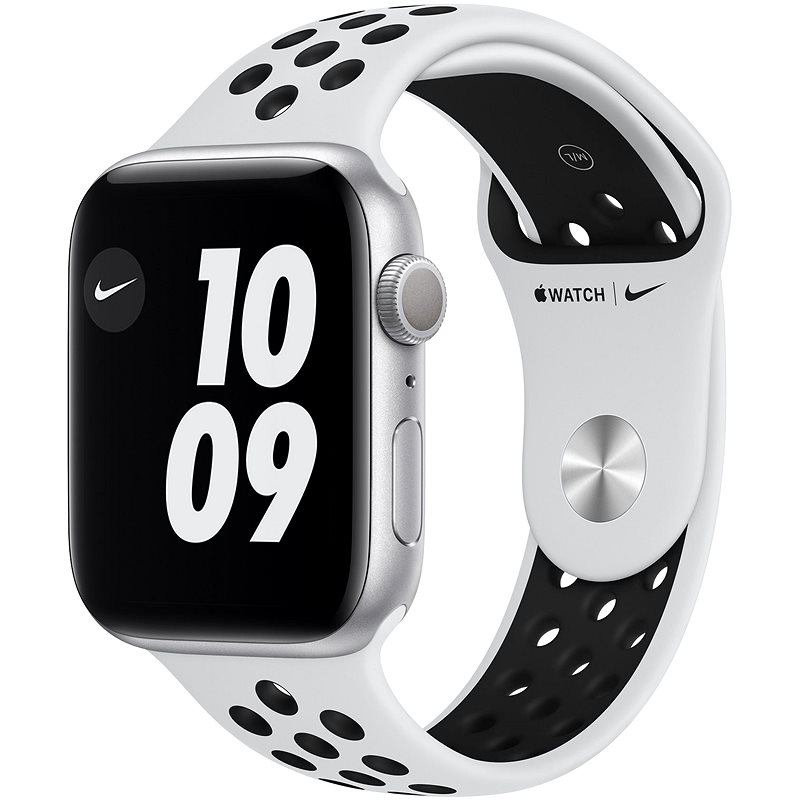 Apple Watch Nike Series 6 44mm Stříbrný hliník s platinovým/černým sportovním řemínkem Nike - Chytré hodinky