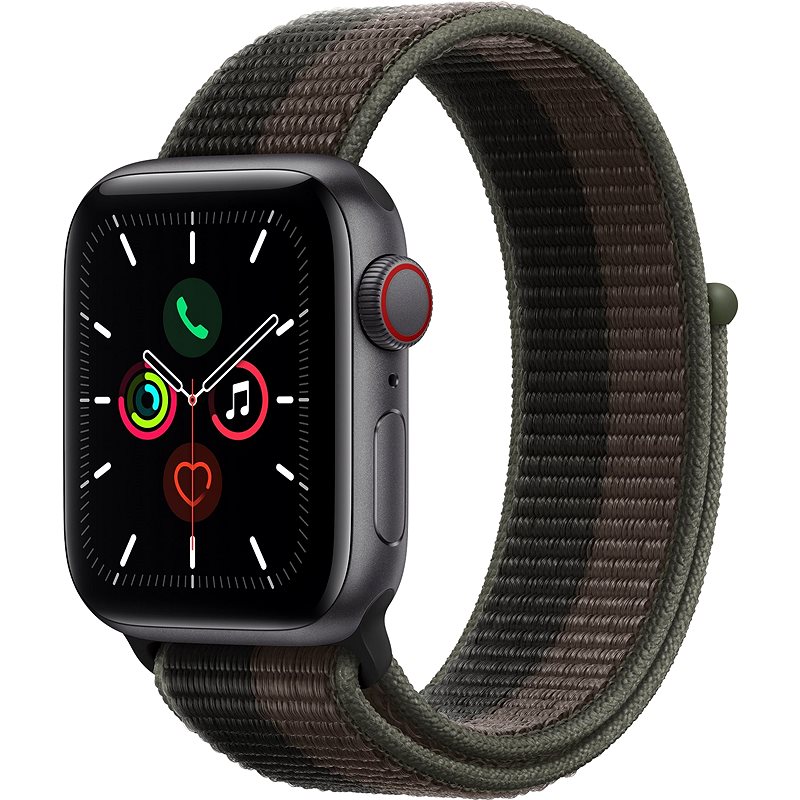 Apple Watch SE 44mm Cellular Vesmírně šedý hliník s tornádově šedým / šedým sportovním řemínkem - Chytré hodinky