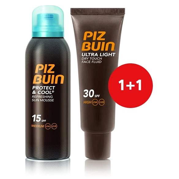 Knogle Annoncør periskop PIZ BUIN Protect & Cool Refreshing Sun Mousse SPF15 + Piz Buin Ultra Light  Dry touch Face Fluid SPF30 - Cosmetic Set | alza.sk