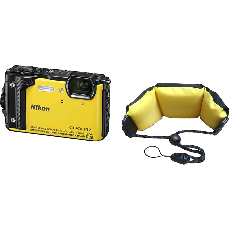 Nikon COOLPIX W300 Yellow + 2-in-1 Floating Strap - Digital Camera