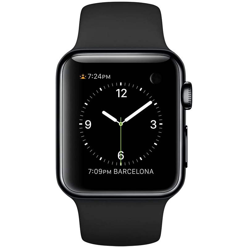 DEMO Apple Watch 38mm Vesmírně černá nerez ocel s černým řemínkem - Chytré hodinky