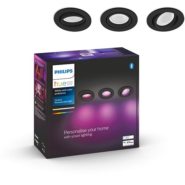 Philips Hue Centura Einbaustrahler, schwarz, 3 Stück