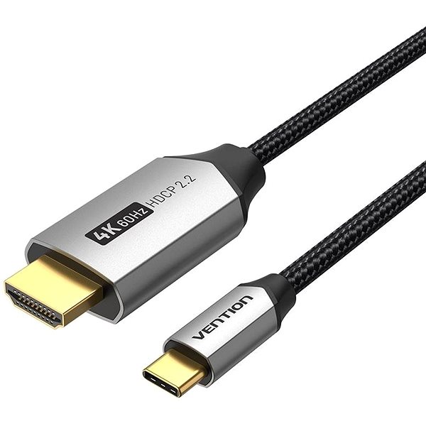 Vention Cotton Braided Usb C To Hdmi Cable M Black Aluminum Alloy