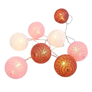 

Aca Lighting textilní růžovo-bílé kuličky, teplá bílá, 2 × AA, 285 cm, IP20