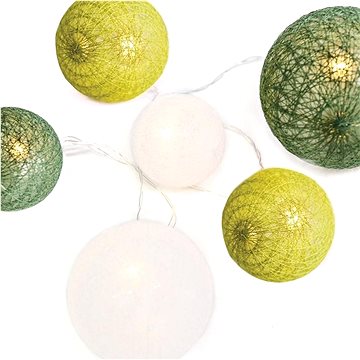 

Aca Lighting textilní zeleno-bílé kuličky, teplá bílá, 2 × AA, 285 cm, IP20
