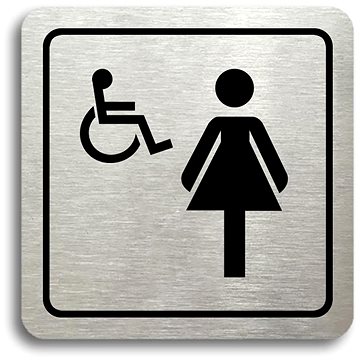 

Accept Piktogram "WC ženy, invalidé" (80 × 80 mm) (stříbrná tabulka - černý tisk)