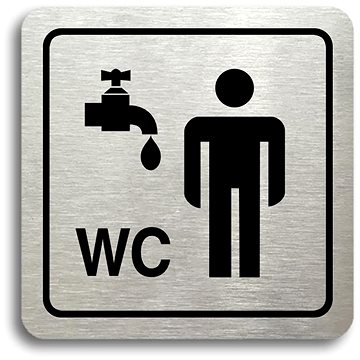 

Accept Piktogram "umývárna, WC muži" (80 × 80 mm) (stříbrná tabulka - černý tisk)