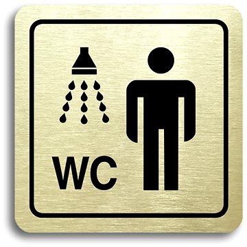 

Accept Piktogram "sprcha, WC muži" (80 × 80 mm) (zlatá tabulka - černý tisk)
