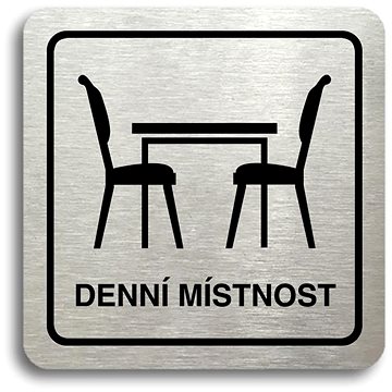 

Accept Piktogram "denní místnost" (80 × 80 mm) (stříbrná tabulka - černý tisk)