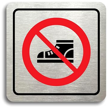 

Accept Piktogram "zákaz vstupu v obuvi" (80 × 80 mm) (stříbrná tabulka - barevný tisk)