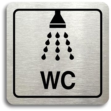 

Accept Piktogram "sprcha, WC" (80 × 80 mm) (stříbrná tabulka - černý tisk)