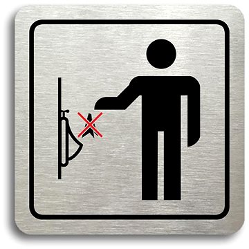 

Accept Piktogram "zákaz vhazování předmětů do pisoáru" (80 × 80 mm) (stříbrná tabulka - barevný tisk