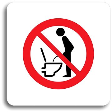

Accept Piktogram "zákaz močení ve stoje" (80 × 80 mm) (bílá tabulka - barevný tisk bez rámečku)